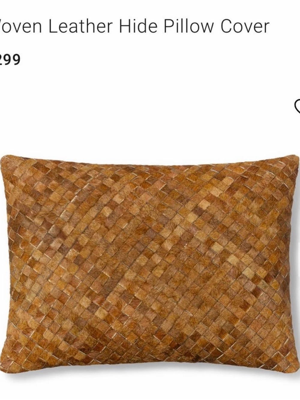 Williams Sonoma Woven Leather Hide Pillow oblong 12x16 western Cowboy - Picture 4 of 6